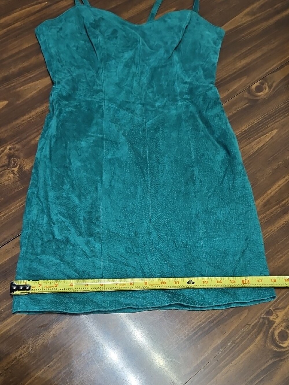 Vintage Wilsons Leather Teal Green Suede Asymmetrical Mini Dress - Picture 8 of 12